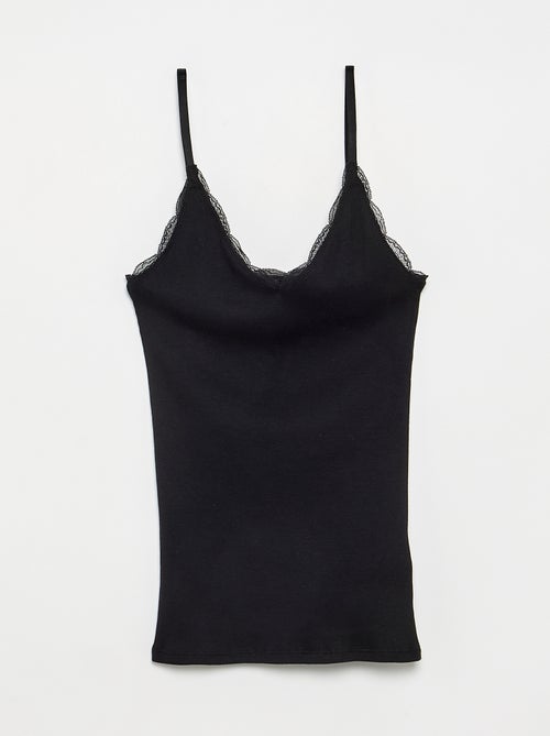Set di 2 canotte a costine con pizzo - Kiabi Set di 2 canotte a costine con pizzo - Kiabi