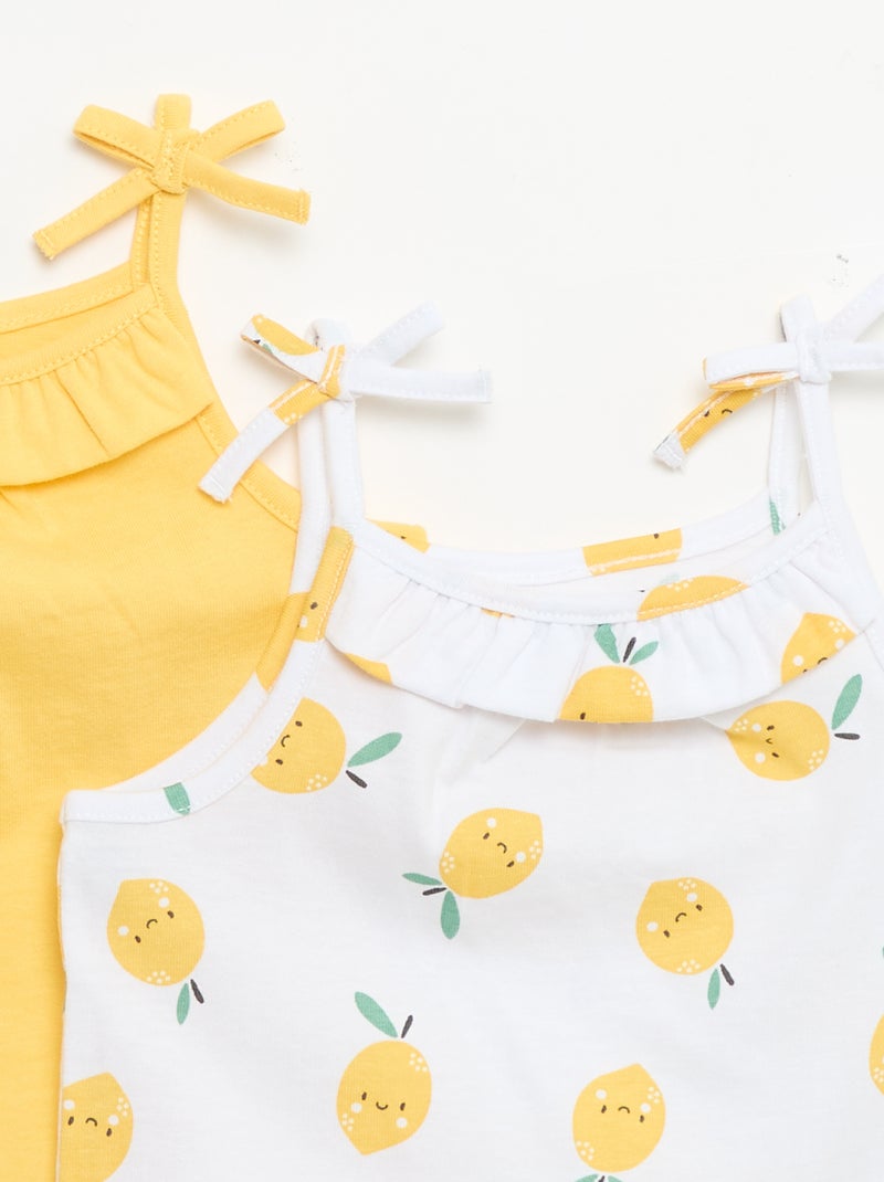 Set di 2 canotte con spalline Giallo - Kiabi