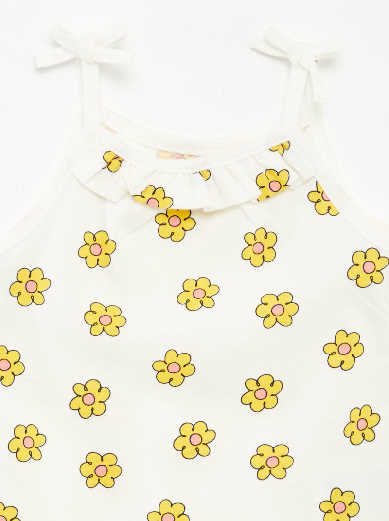 Set di 2 canotte con spalline sottili con fiocchi GIALLO - Kiabi