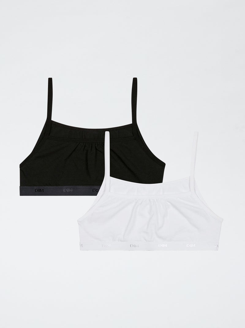 Set di 2 canotte 'DIM' in cotone tinta unita Nero - Kiabi