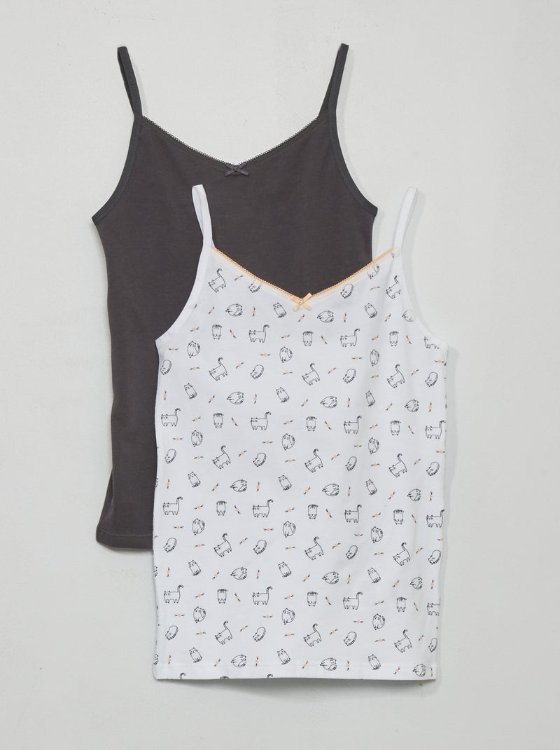 Set di 2 canotte in cotone stretch BIANCO - Kiabi