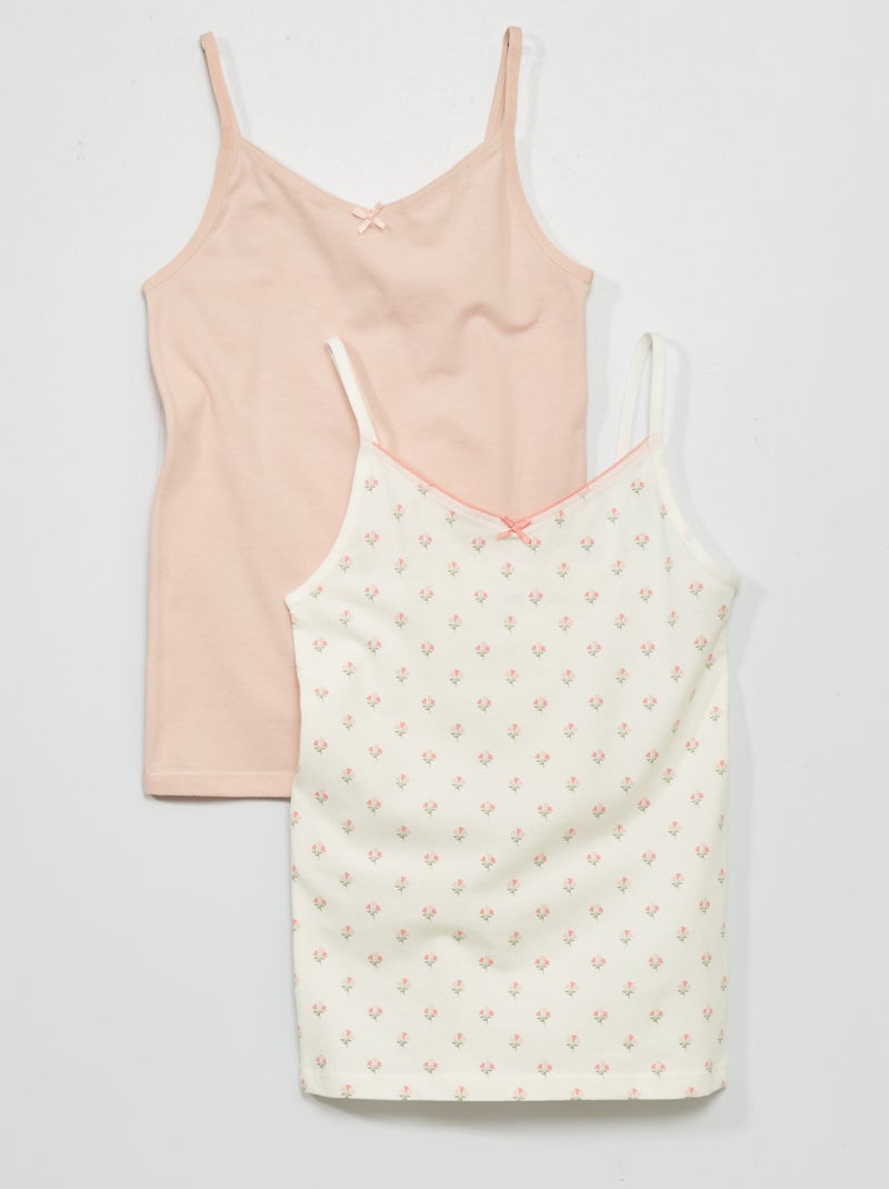 Set di 2 canotte in cotone stretch BIANCO - Kiabi
