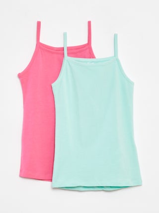 Set di 2 canotte in cotone stretch
