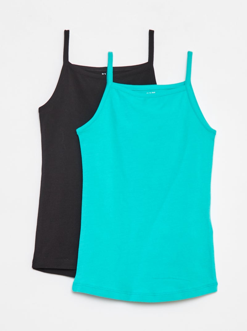 Set di 2 canotte in cotone stretch VERDE - Kiabi