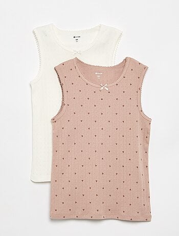 Set di 2 canotte in maglia traforata