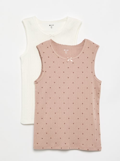 Set di 2 canotte in maglia pointelle - Kiabi