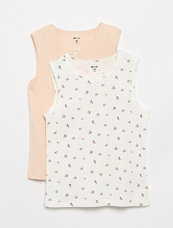 Set di 2 canotte in maglia traforata