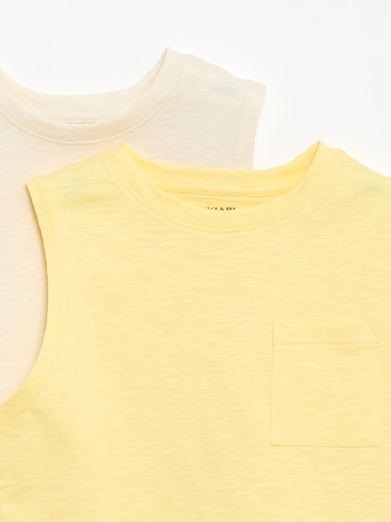 Set di 2 canottiere con taschino sul petto Giallo - Kiabi