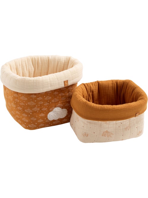 Set di 2 cestini portaoggetti doppi in garza di - SAUTHON - Kiabi