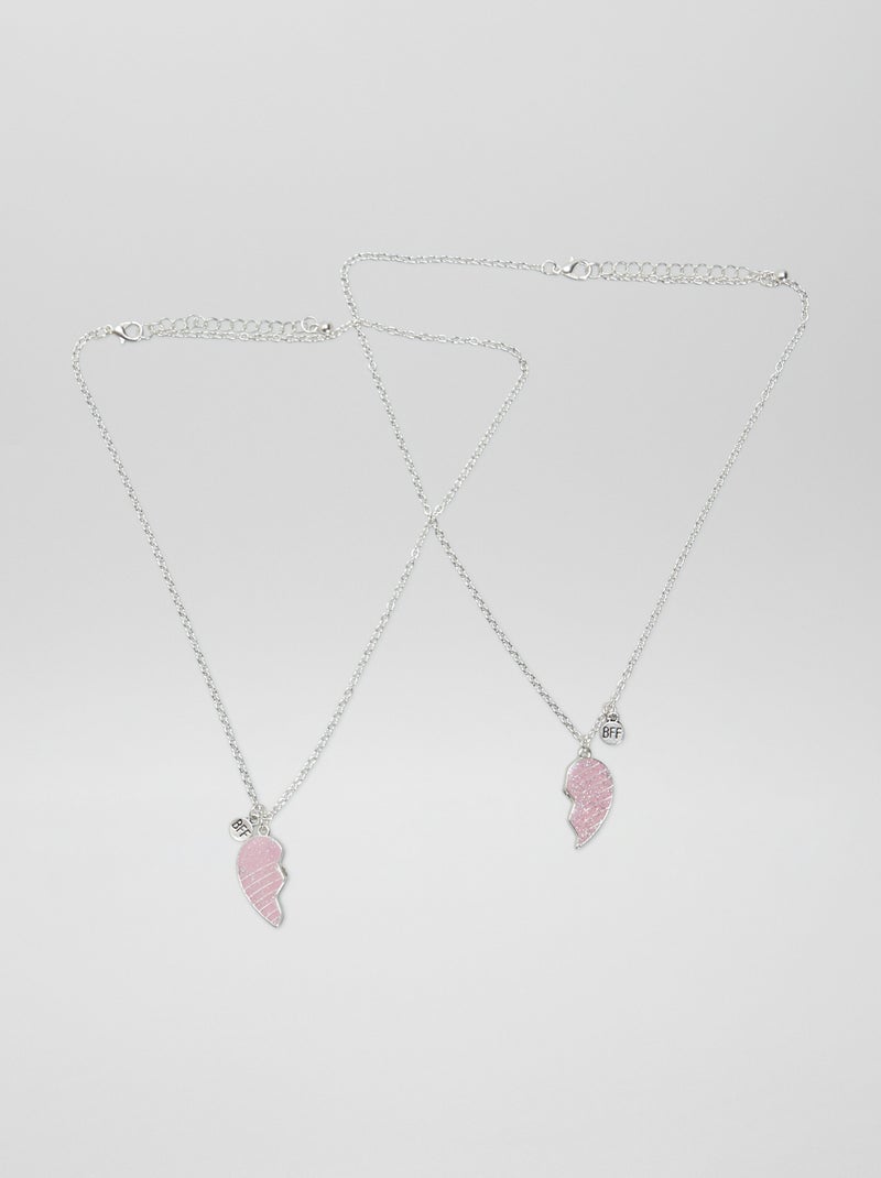 Set di 2 collane cuore VIOLA - Kiabi