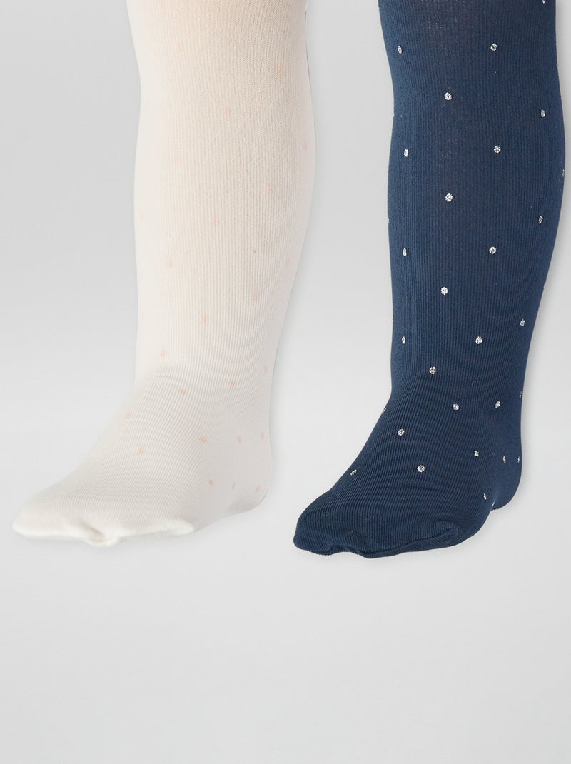 Set di 2 collant con plumetis BIANCO - Kiabi