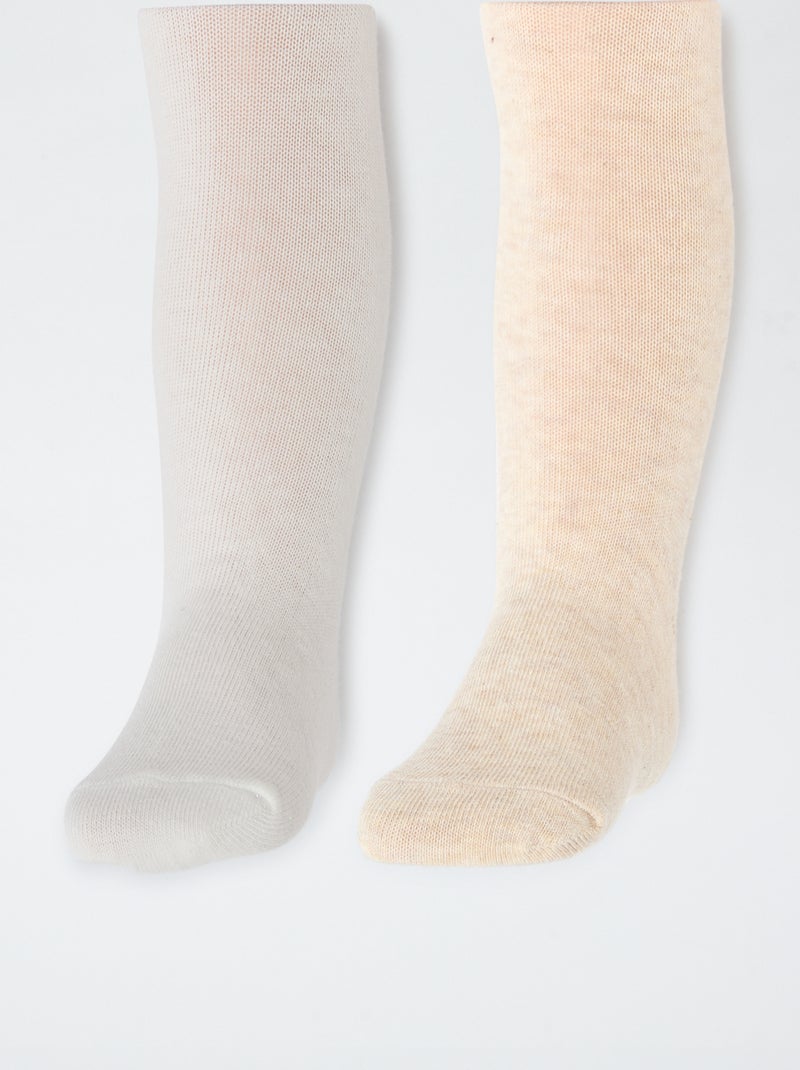 Set di 2 collant im jersey tinta unita Beige - Kiabi