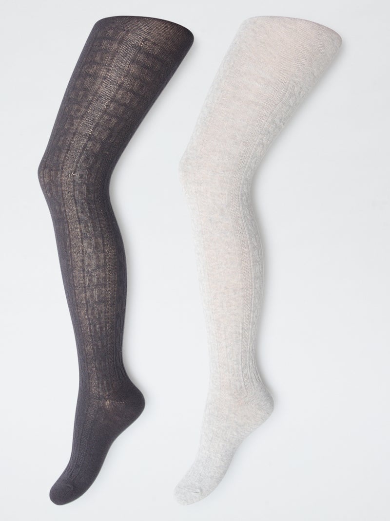 Set di 2 collant in cotone Grigio - Kiabi