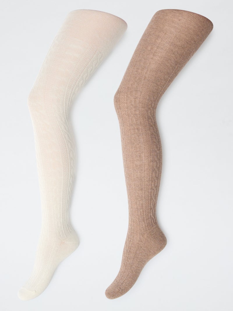 Set di 2 collant in cotone Marrone - Kiabi