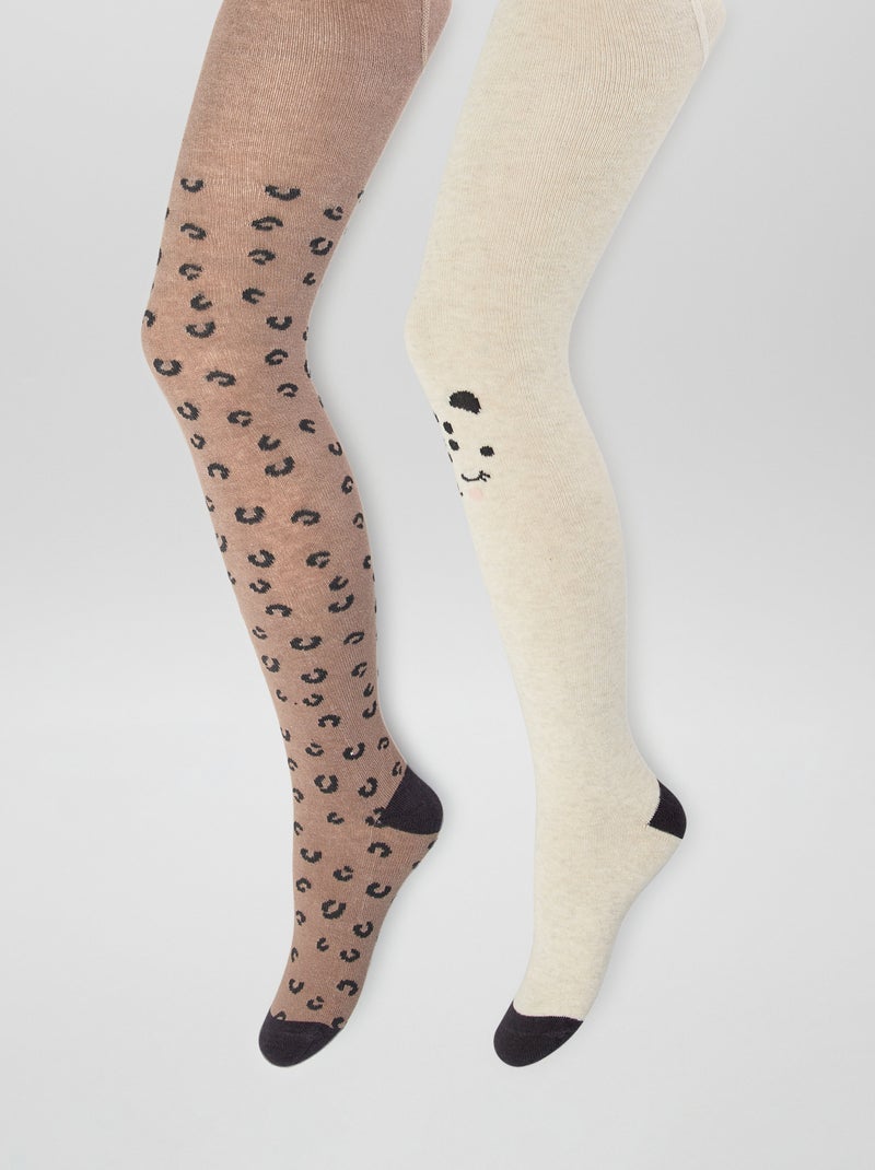 Set di 2 collant in maglia fantasia BEIGE - Kiabi