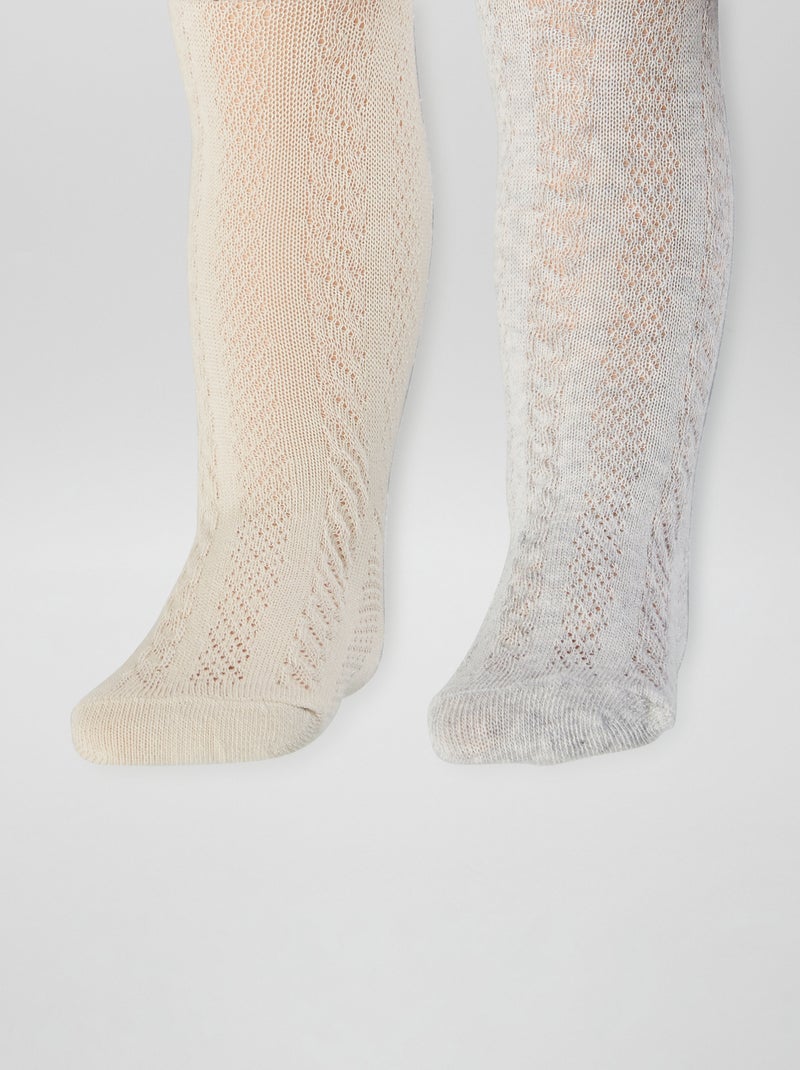 Set di 2 collant in maglia fantasia GRIGIO - Kiabi