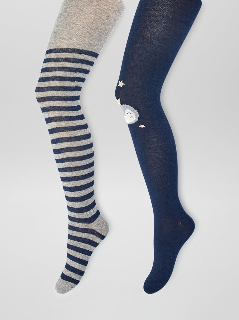 Set di 2 collant in maglia fantasia pinguino - Kiabi