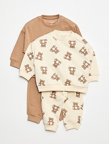 Set di 2 completi maglia + pantaloni in cotone