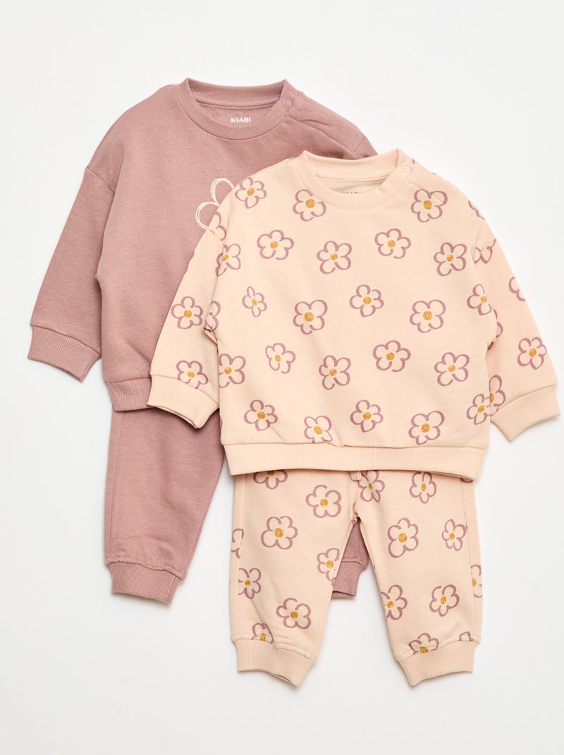 Set di 2 completi maglia + pantalone in cotone Rosa - Kiabi