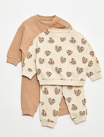 Set di 2 completi maglia + pantaloni in cotone