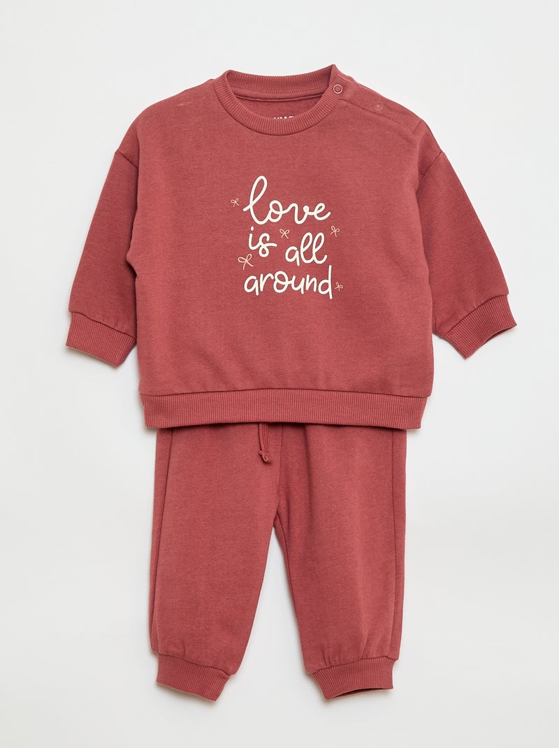Set di 2 completi maglia + pantaloni in cotone Rosa - Kiabi