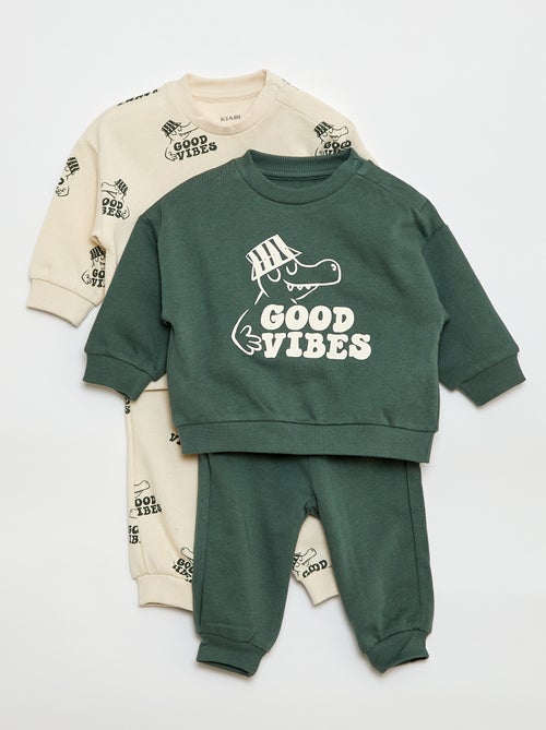 Set di 2 completi maglia + pantaloni in cotone - Kiabi