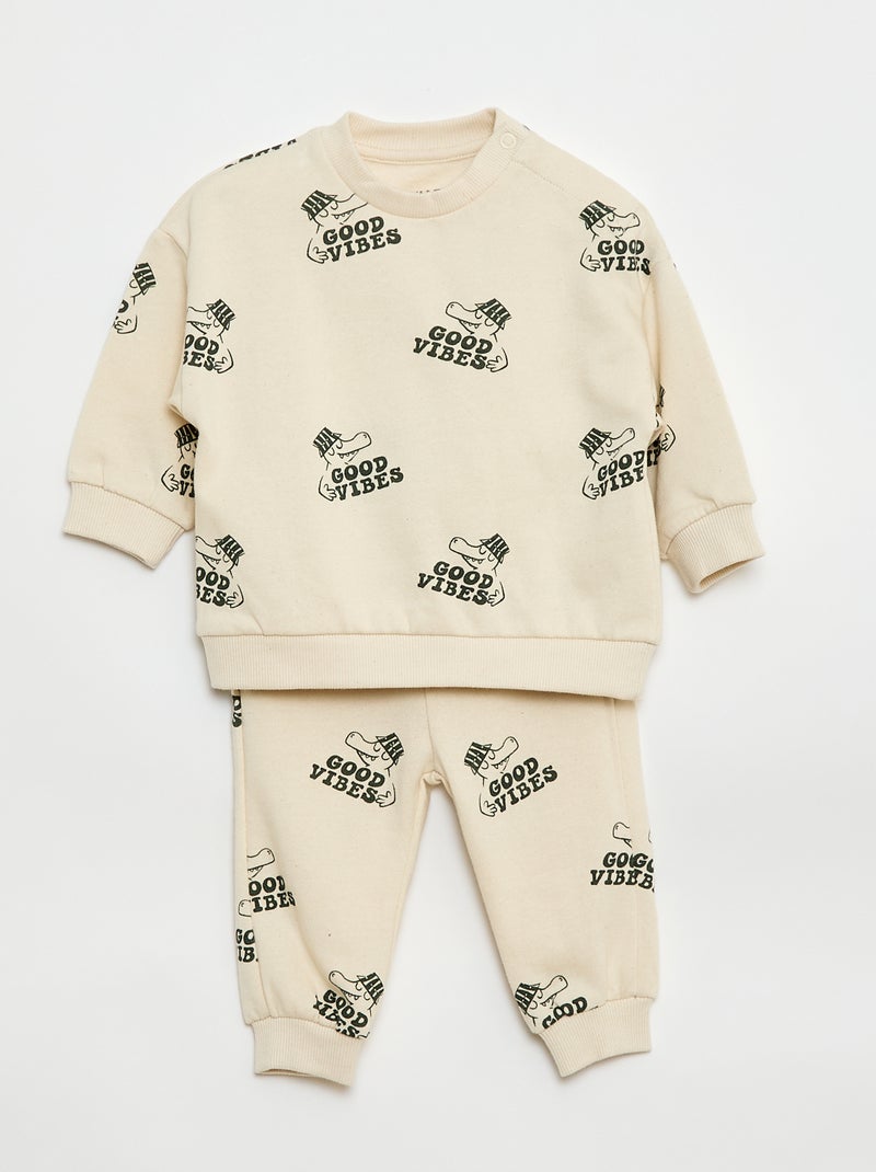 Set di 2 completi maglia + pantaloni in cotone Verde - Kiabi