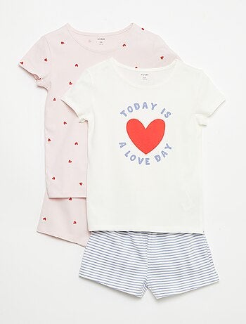Set di 2 completi pigiama corti in jersey di cotone