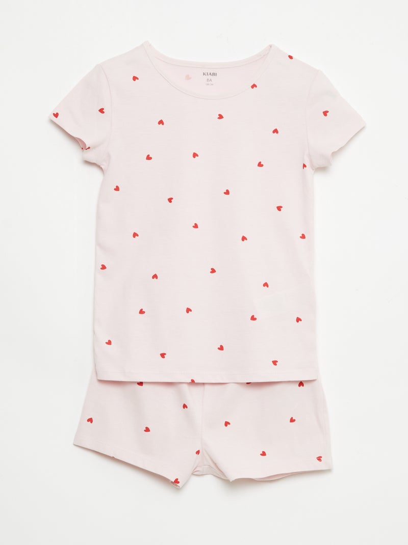 Set di 2 completi pigiama corti in jersey di cotone Rosa - Kiabi