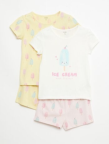Set di 2 completi pigiama corti in jersey di cotone