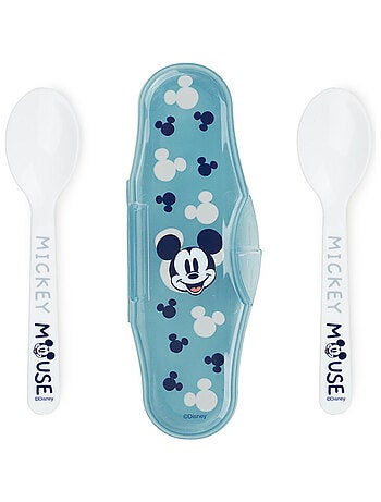 Set di 2 cucchiaini per bambini Mickey Mouse Thermobaby con astuccio di trasporto