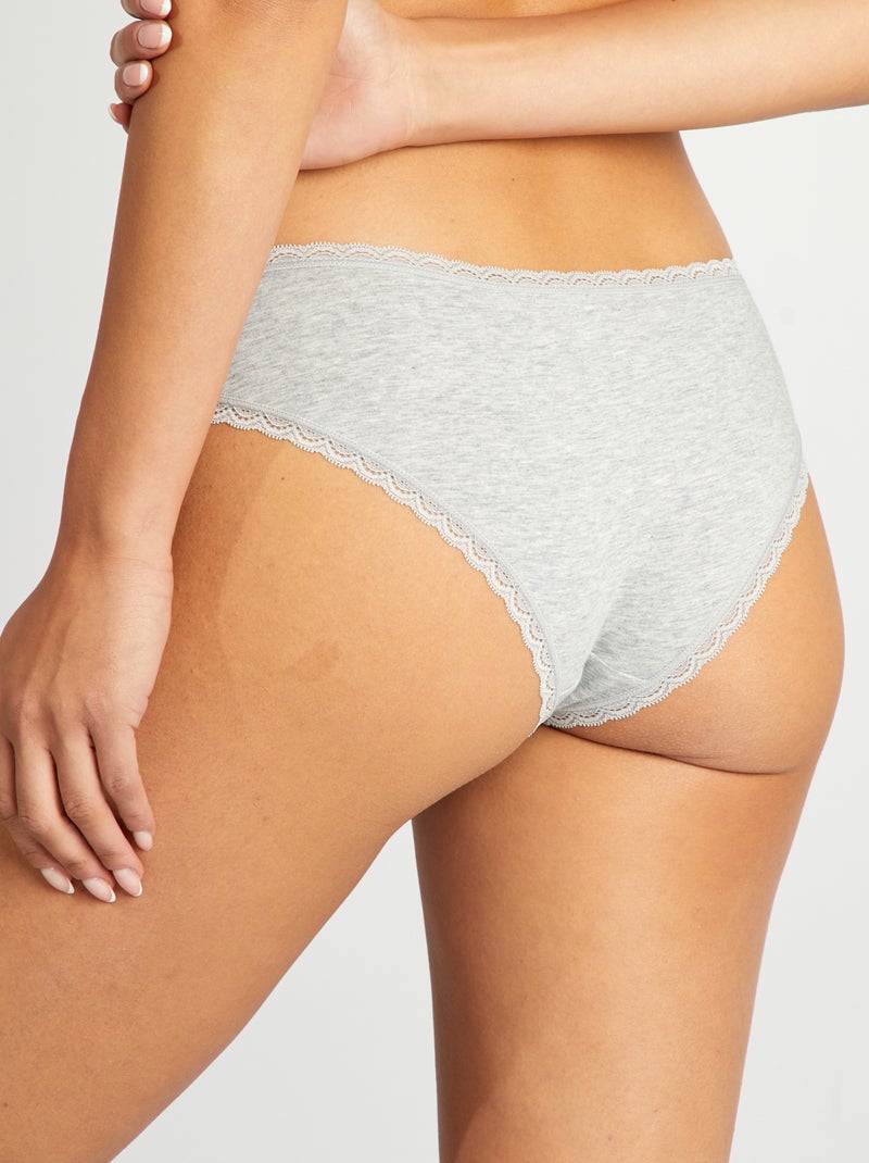 Set di 2 culotte cotone GRIGIO - Kiabi
