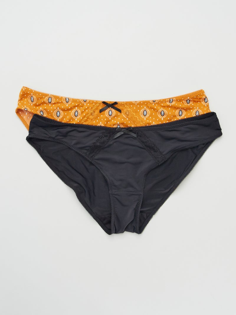 Set di 2 culotte 'Envie de Lingerie' nero/arancia - Kiabi