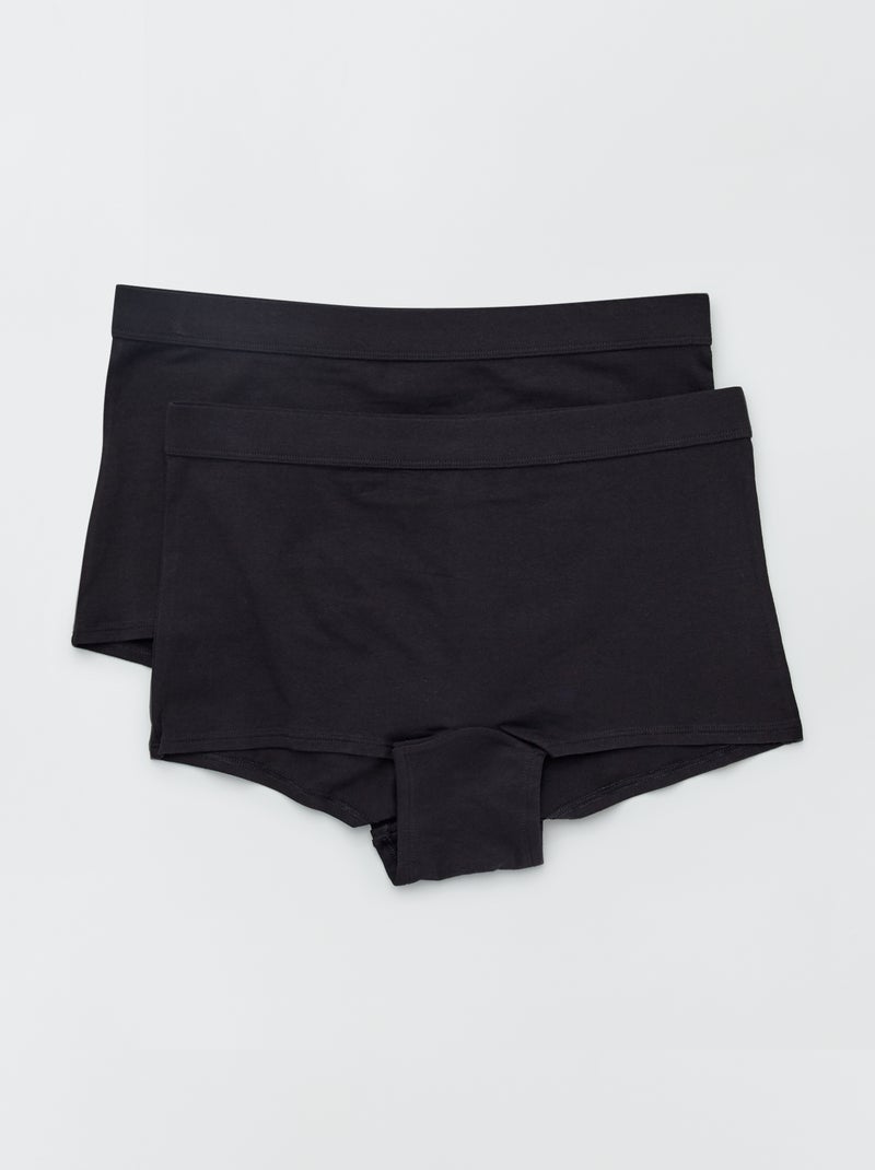 Set di 2 culotte in cotone nero - Kiabi