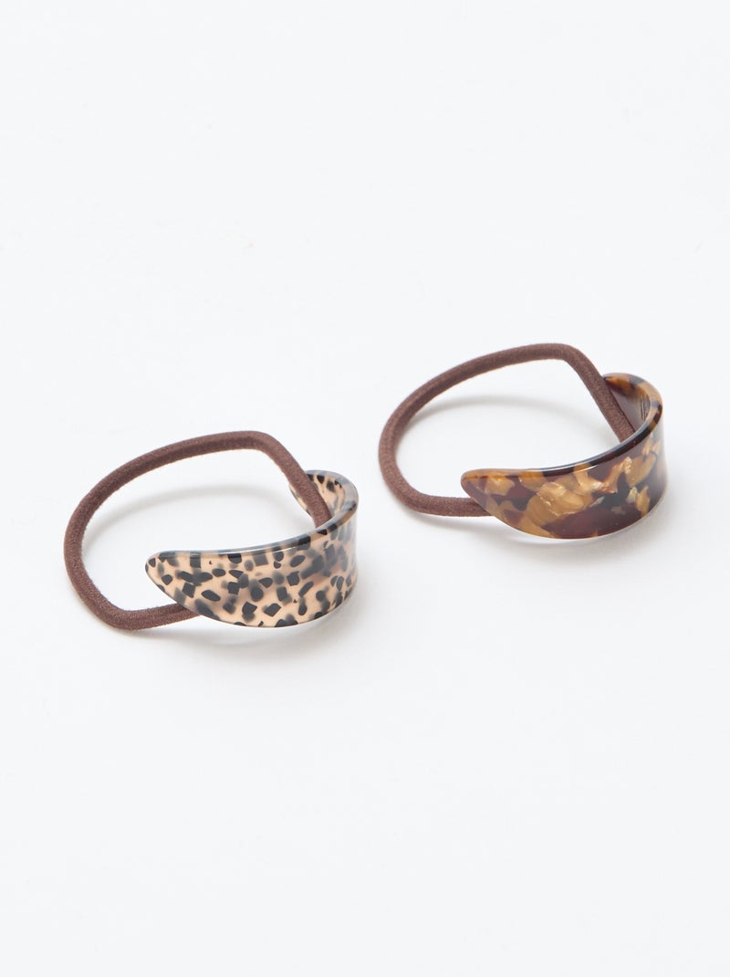 Set di 2 elastici con gioielli fantasia - Marrone - Kiabi