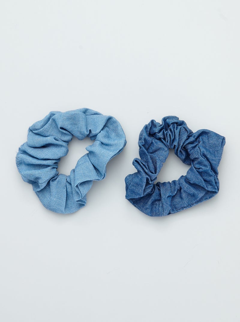 Set di 2 elastici per capelli scrunchie in denim blu denim - Kiabi
