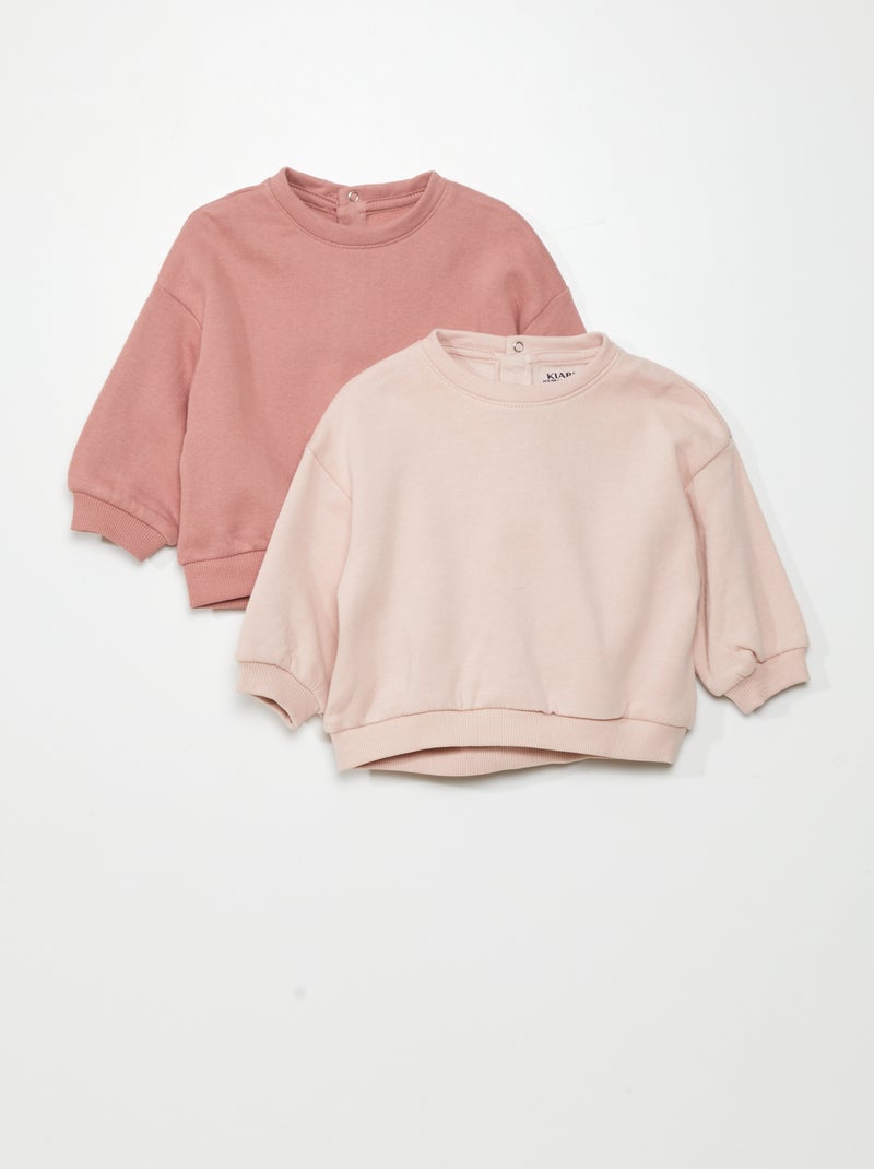 Set di 2 felpe in tessuto felpato ROSA - Kiabi
