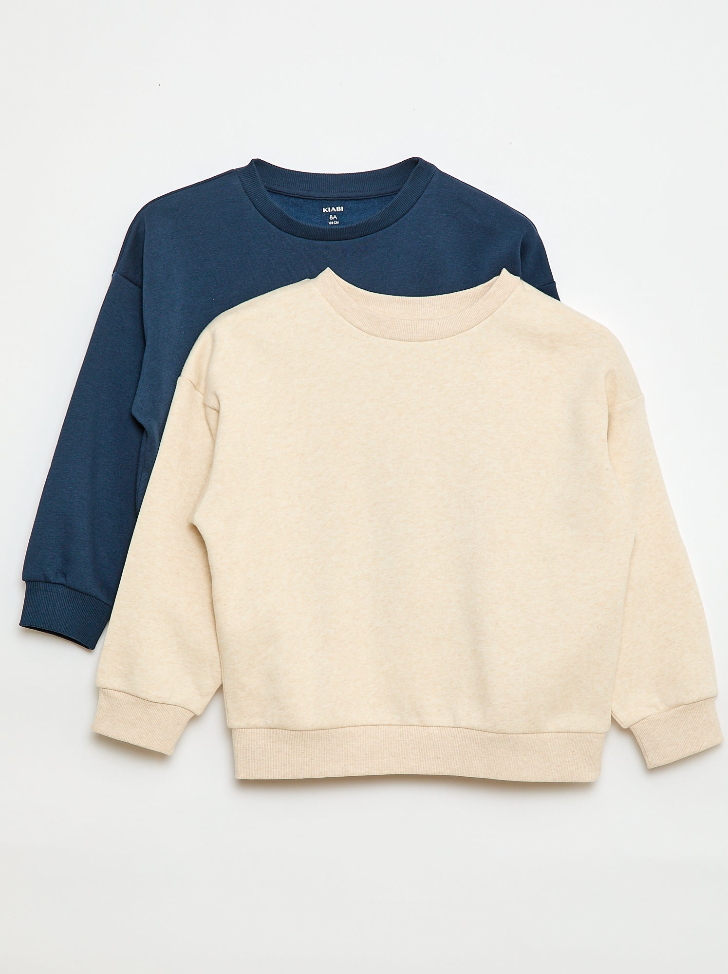 Set di 2 felpe tinta unita in tessuto felpato