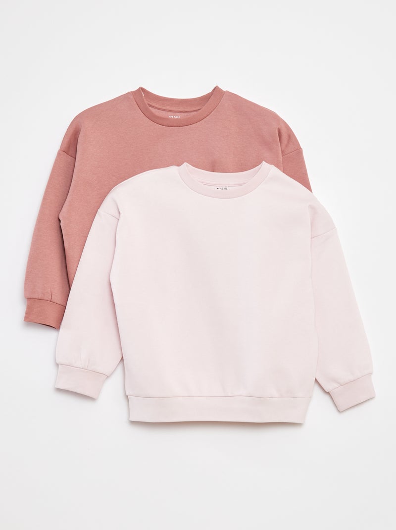 Set di 2 felpe tinta unita in tessuto felpato Rosa - Kiabi