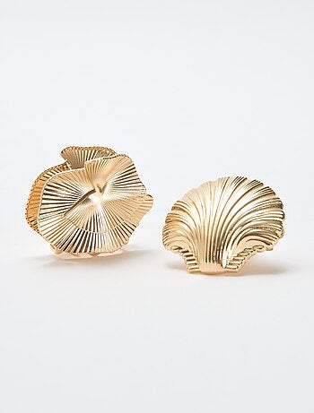 Set di 2 fermagli gioiello dorati