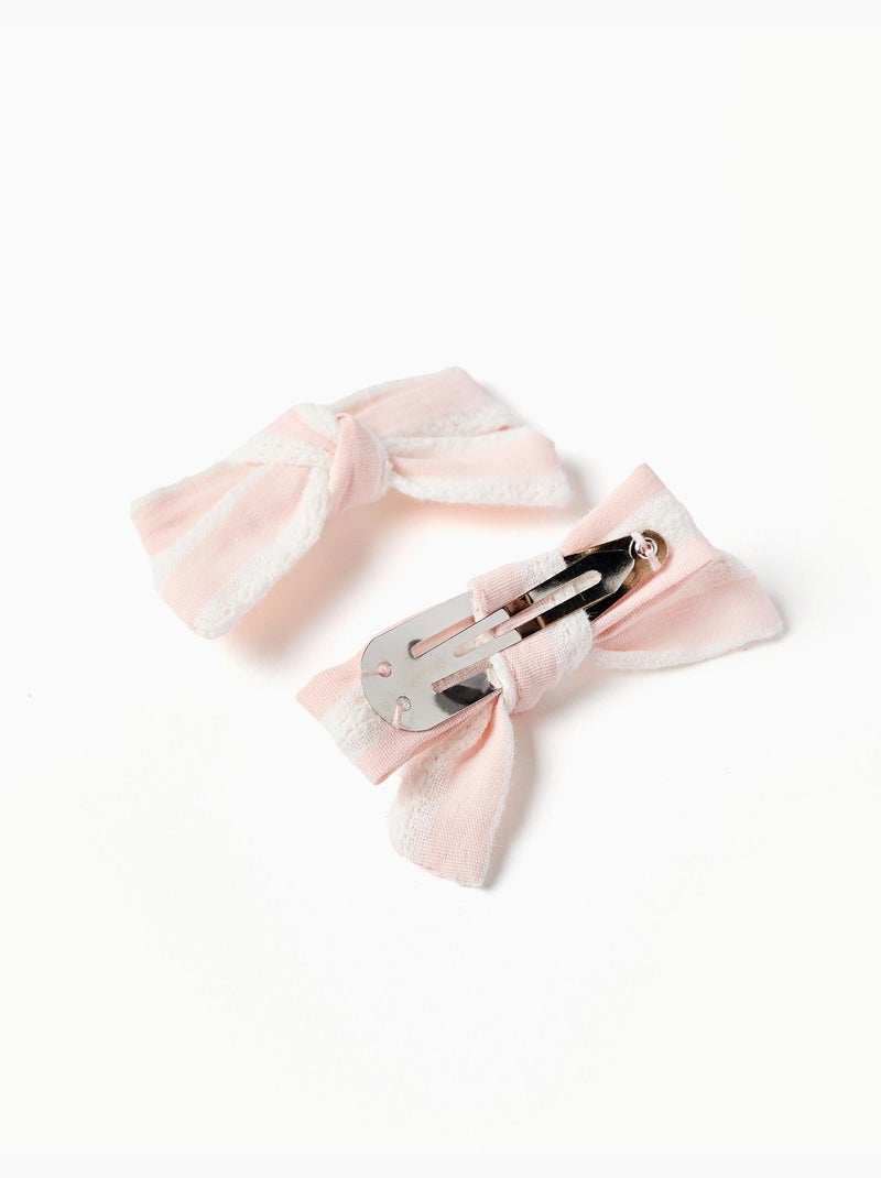Set di 2 fermagli per capelli con fiocco a righe Rosa chiaro - Kiabi
