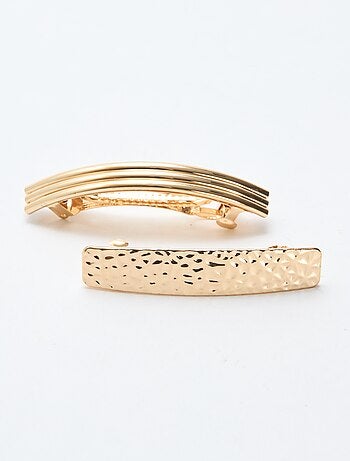 Set di 2 fermagli per capelli dorati