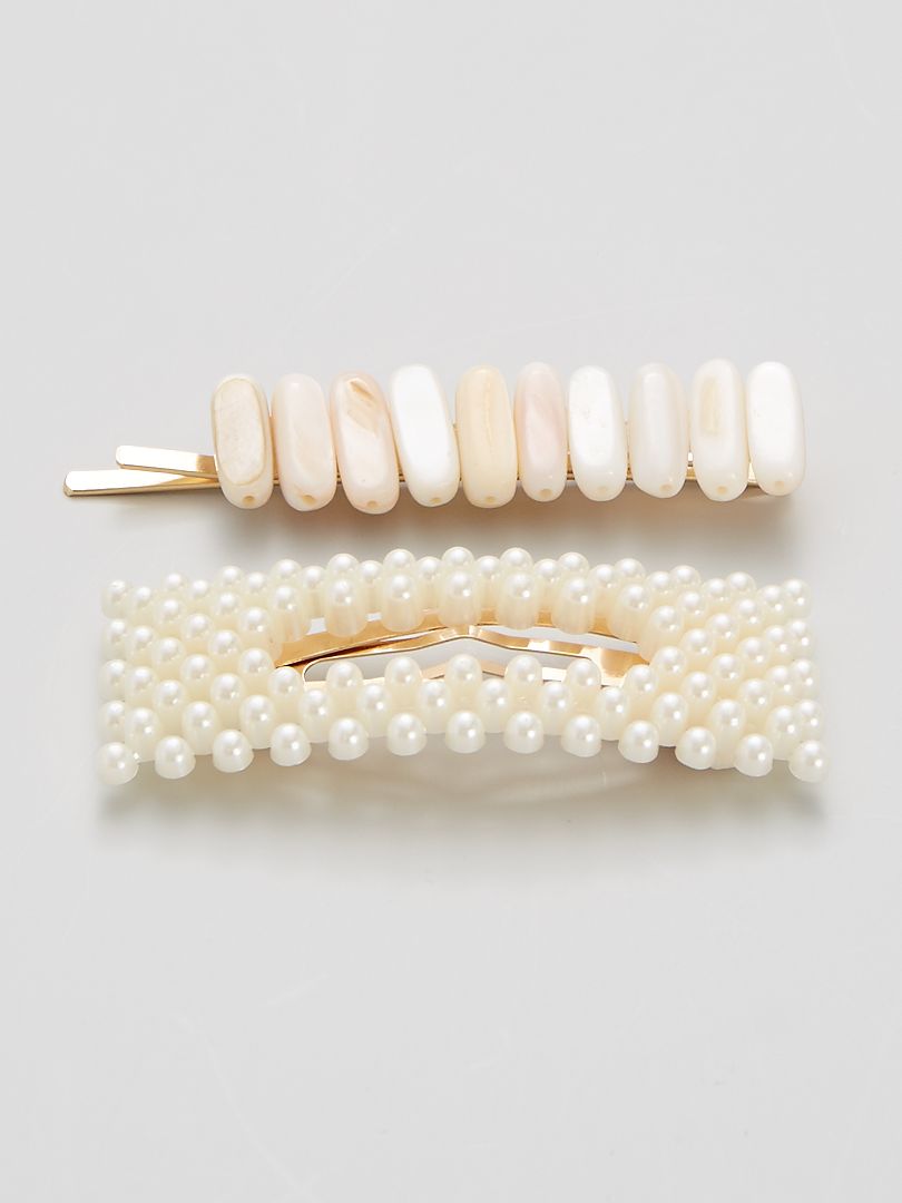 Bufenia Fermagli per capelli da sposa in cristallo Pezzi per capelli da sposa con fiori bianchi