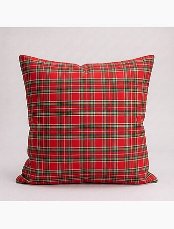 Set di 2 fodere per cuscino natalizie in cotone, filo dorato in rilievo, motivo tartan - gamusi