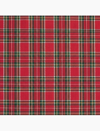Set di 2 fodere per cuscino natalizie in cotone, filo dorato in rilievo, motivo tartan - gamusi