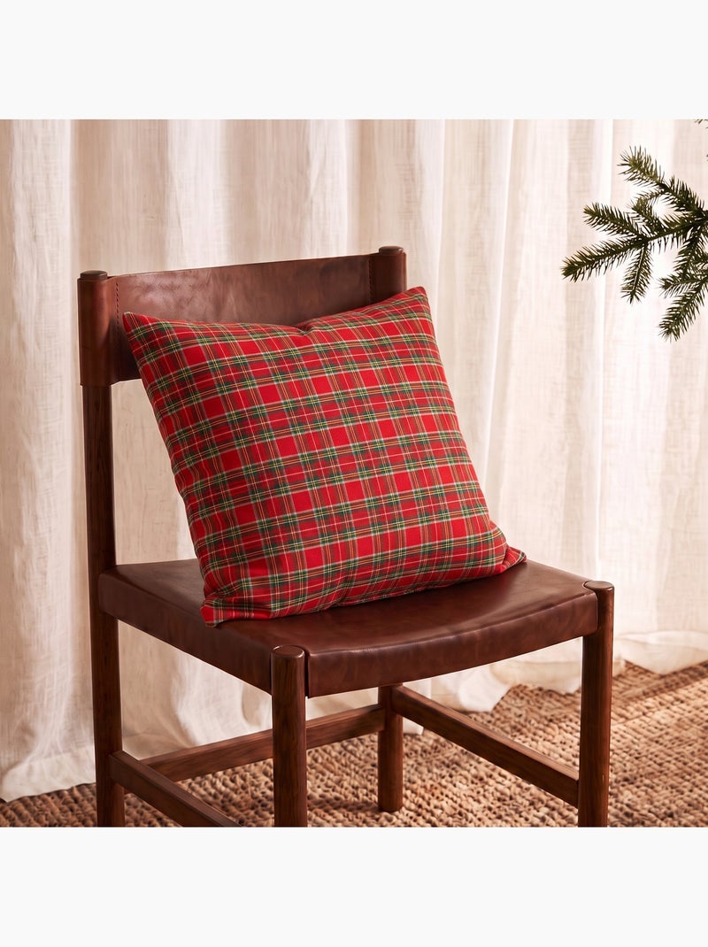Set di 2 fodere per cuscino natalizie in cotone, filo dorato in rilievo, motivo tartan - gamusi Rosso - Kiabi