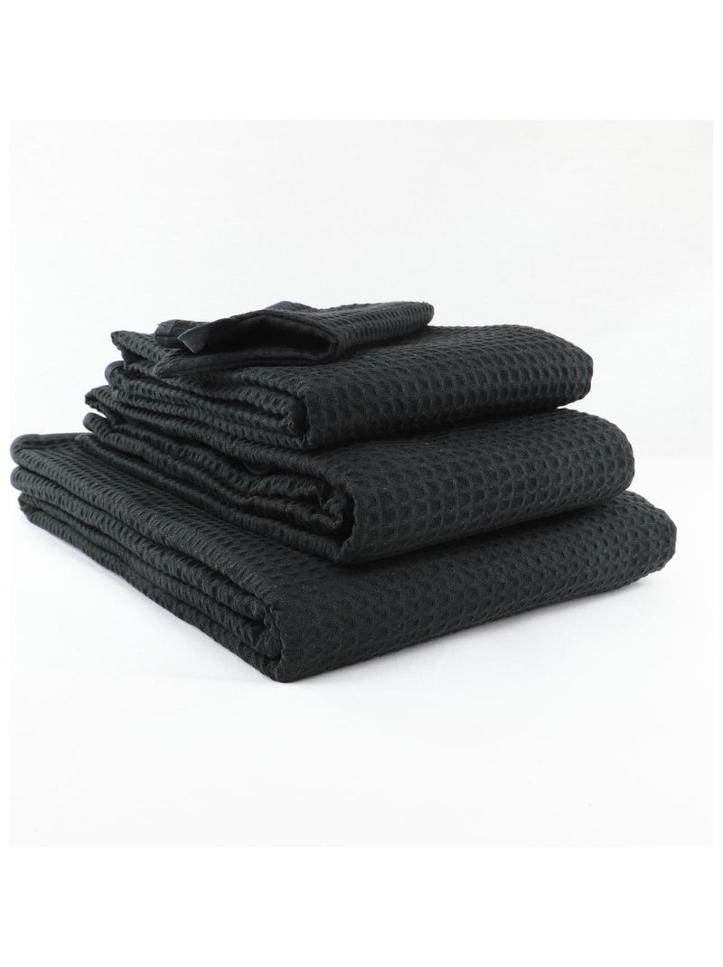Set di 2 guanti da bagno a nido d'ape WEEK END Nero Nero - Kiabi