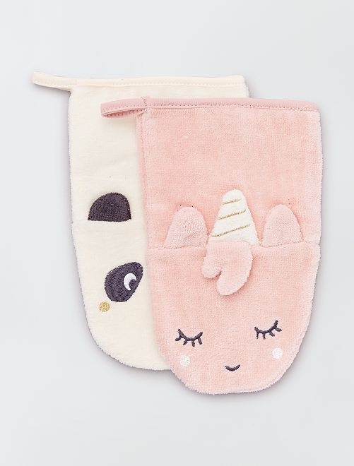 Set di 2 guanti da bagno 'animali' eco-sostenibili - BIANCO - Kiabi - 5.00€
