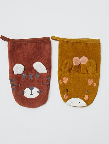 Set di 2 guanti da bagno con decorazione