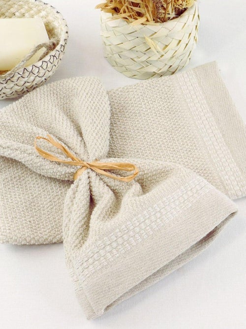 Set di 2 guanti da bagno cotone lino spugna LINA - Kiabi Set di 2 guanti da bagno cotone lino spugna LINA - Kiabi